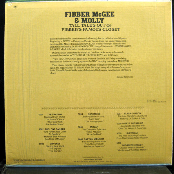 Fibber McGee & Molly Tall Tales Out Of Fibber's Famous Closet LP Mint- GA-5011 - Shuga Records