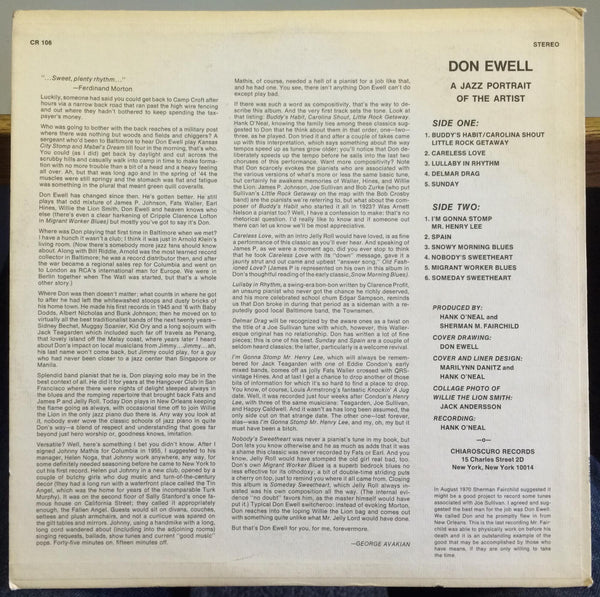 Don Ewell - A Jazz Portrait Of The Artist LP Mint- CR 106 Vinyl 1970 Record 1st - Shuga Records