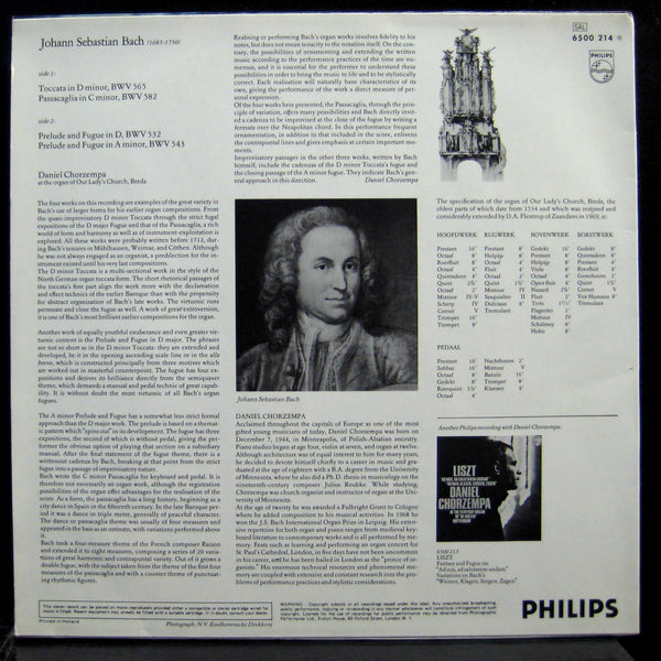 Daniel Chorzempa - Bach Organ Works LP Mint- 6500 214 Stereo Holland Vinyl - Shuga Records