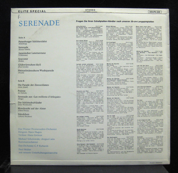 Hans Hagen & Hans Grotzer - Serenade LP Mint- SOLP-33-245 Swiss Elite Special - Shuga Records