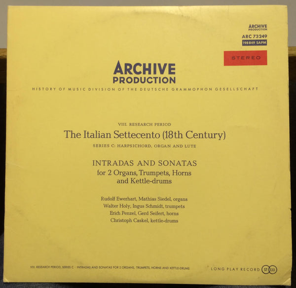 Ewerhart & Siedel - Intradas And Sonatats LP VG+ ARC 73249 Archive Red Stereo - Shuga Records