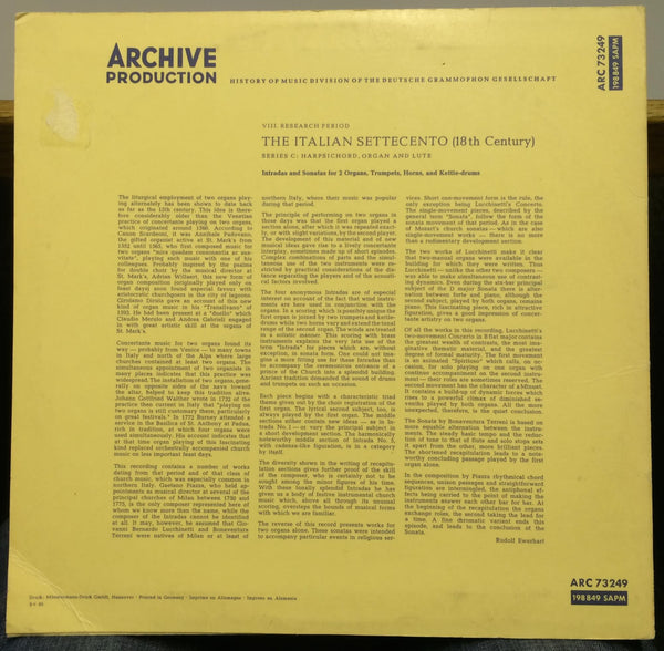 Ewerhart & Siedel - Intradas And Sonatats LP VG+ ARC 73249 Archive Red Stereo - Shuga Records