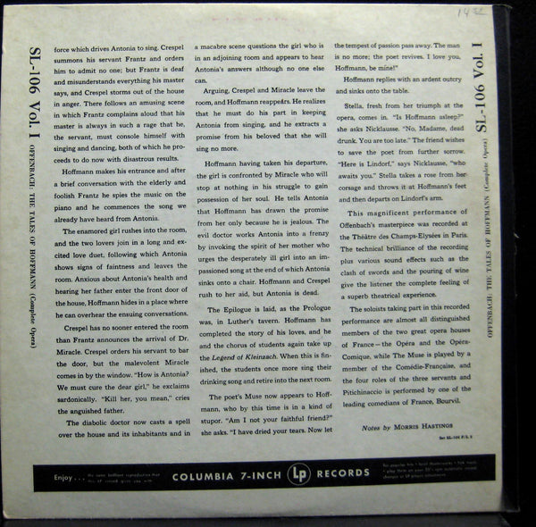 ANDRE CLUYTENS offenbach tales of hoffmann LP VG SL-106 Mono Steinweiss Art - Shuga Records