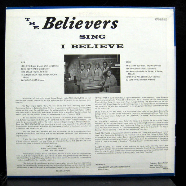 The Believers - Sing I Believe LP VG+ STLP-127 Private Xian Vinyl IGL Record - Shuga Records