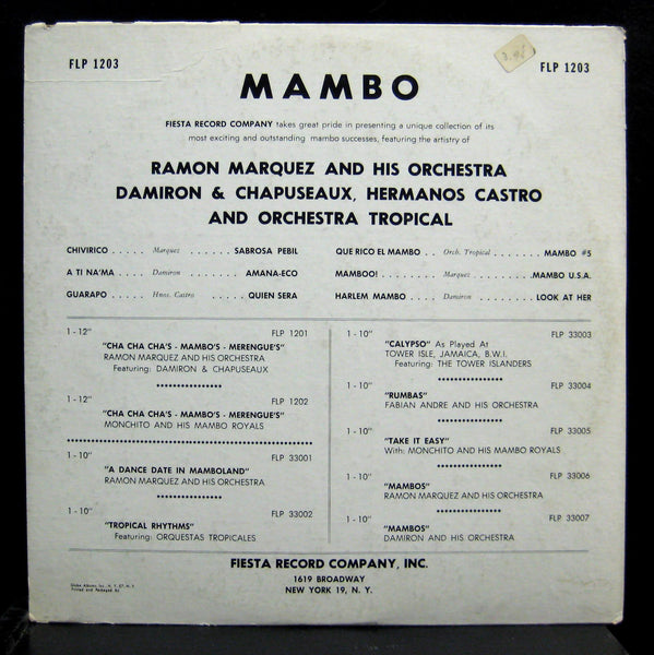 RAMON MARQUEZ mambo LP VG+ FLP 1203 Chapuseaux Damiron Hermanos Castro 1955 - Shuga Records