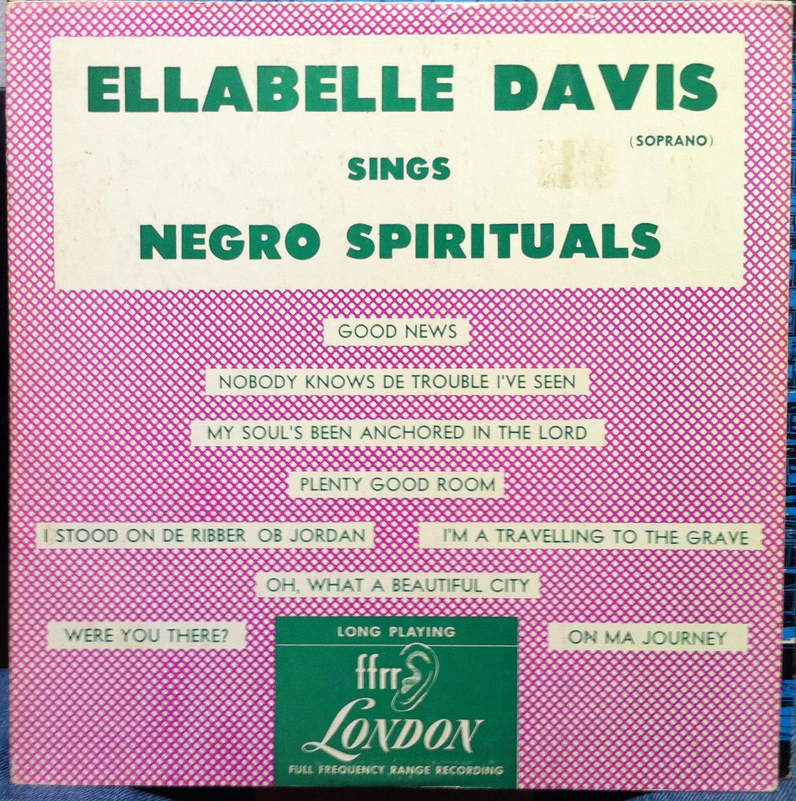 ELLABELLE DAVIS sings negro spirituals 10" Rare VG LPS.182 1st Press UK 1950 - Shuga Records