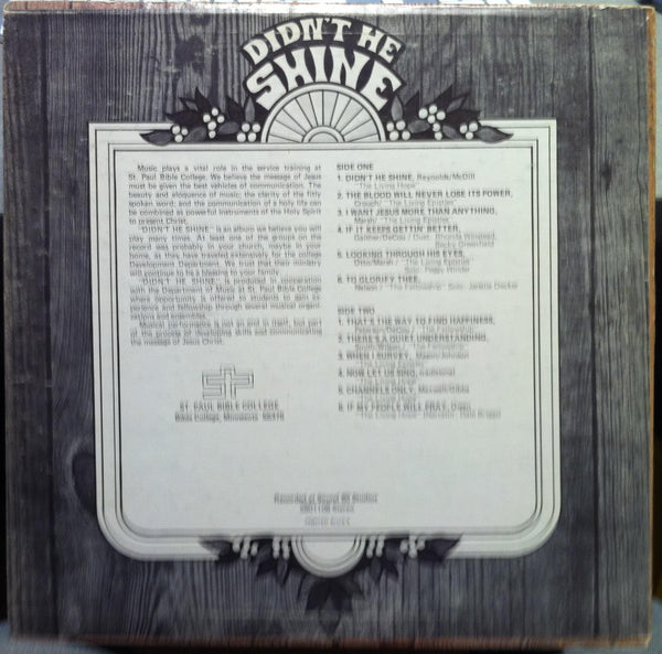 The Fellowship / Epistles / Living Hope - Didn't He Shine LP VG+ Private 1st - Shuga Records