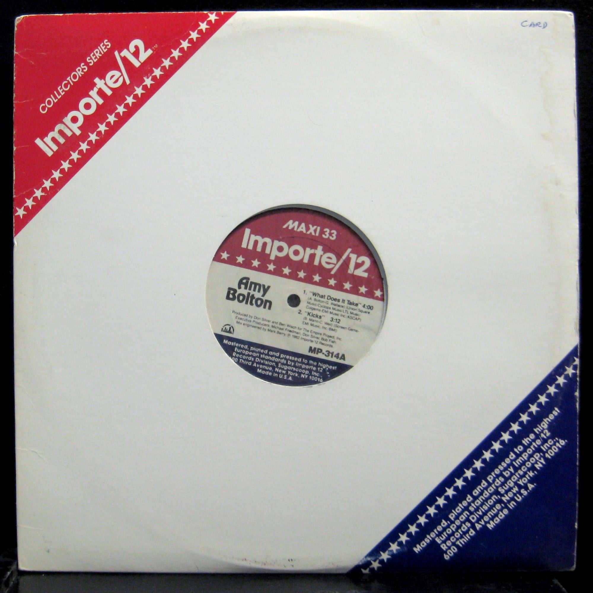 Amy Bolton - What Does It Take 12" VG+ MP-314 Disco Vinyl 1982 Record - Shuga Records