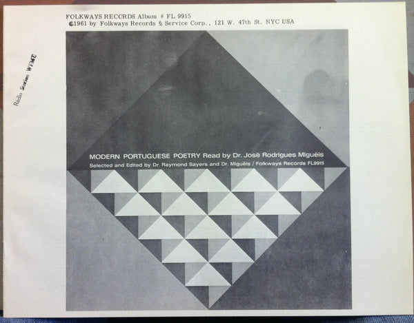 Dr. Jose Rodrigues Migueis - Read By: Modern Portuguese Poetry - VG+ LP Record 1961 Folkways USA Vinyl & Booklet - Spoken Work / Poems - Shuga Records