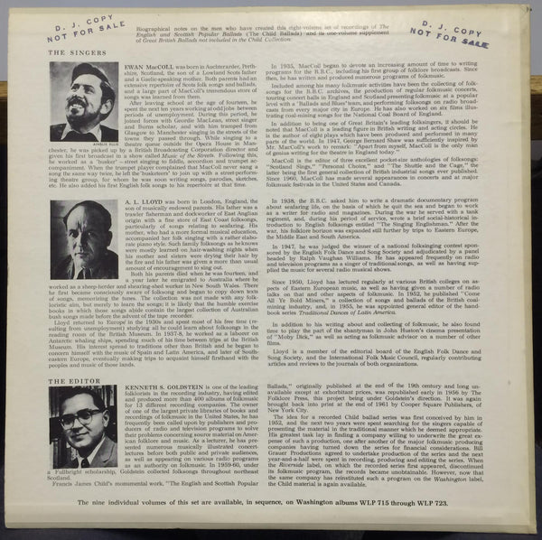 Ewan Maccoll & AL Lloyd - English & Scottish Popular Ballads Vol 7 LP Mint- 1st - Shuga Records