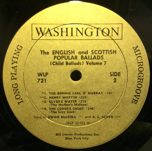 Ewan Maccoll & AL Lloyd - English & Scottish Popular Ballads Vol 7 LP Mint- 1st - Shuga Records