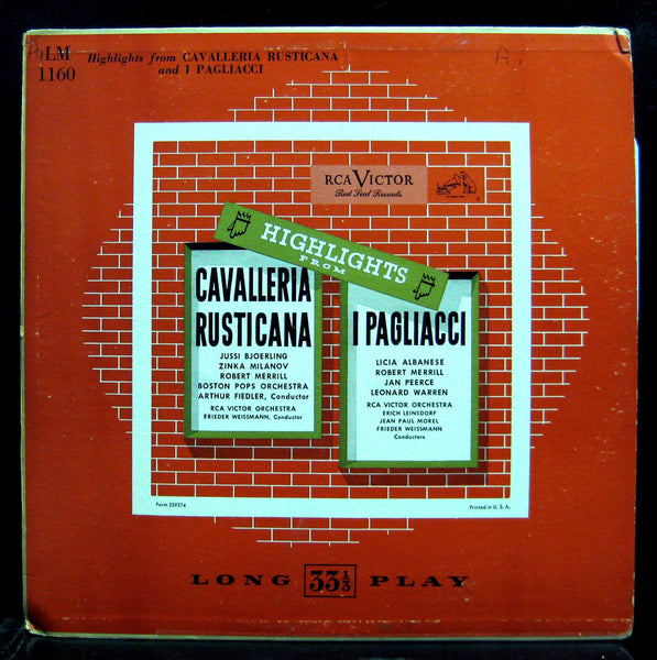 FIEDLER/LEINSDORF highlights cavalleria rusticana/i pagliacci LP VG+ LM-1160 - Shuga Records