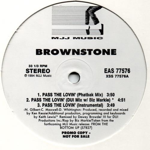 Brownstone - Pass The Lovin' 12" VG Eas 77576 Vinyl 1994 Record White Promo - Shuga Records
