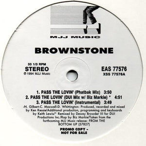 Brownstone - Pass The Lovin' 12" VG Eas 77576 Vinyl 1994 Record White Promo - Shuga Records