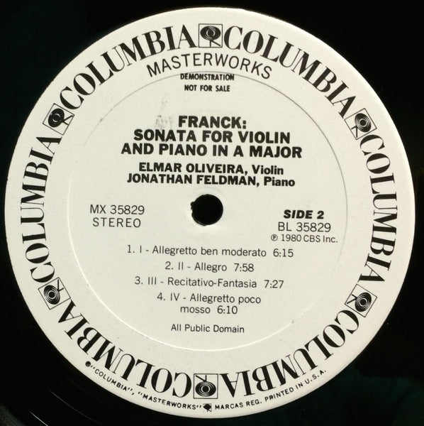 Elmar Oliveira - Saint-Saens & Franck Violin LP Mint- MX 35829 1980 White Promo - Shuga Records