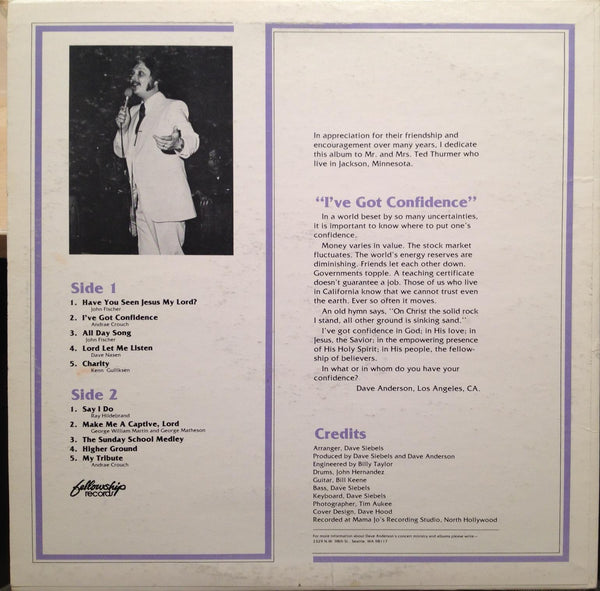 DAVE ANDERSON concert favorites LP VG Private Press Soft Xian Folk Pop 70s MP3 - Shuga Records