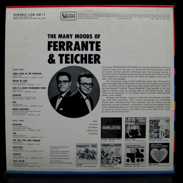 Ferrante & Teicher - The Many Moods Of LP VG+ UAS 6211 Vinyl 1962 Record - Shuga Records
