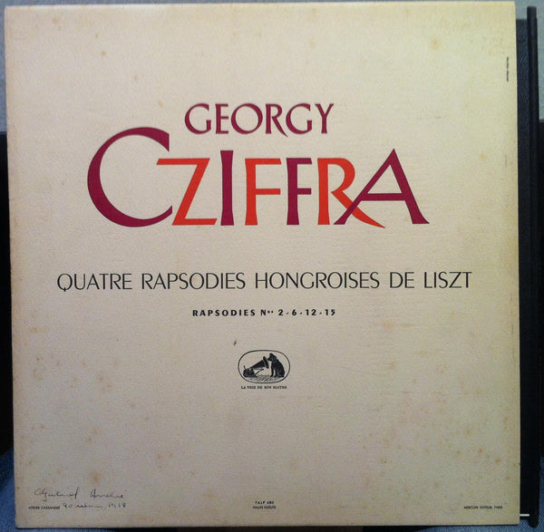 GYORGY CZIFFRA quatre rapsodies hongroises de liszt LP VG+ FALP 480 France - Shuga Records