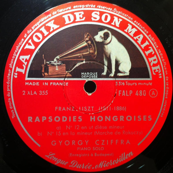 GYORGY CZIFFRA quatre rapsodies hongroises de liszt LP VG+ FALP 480 France - Shuga Records
