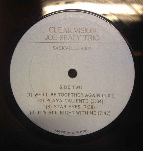 Joe Sealy Trio - Clear Vision LP Mint- SACKVILLE 4007 Canada Record w/Insert - Shuga Records