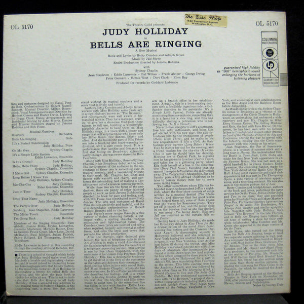 Judy Holliday - Bells Are Ringing LP VG+ OL 51706 Eye Mono Vinyl 1957 Record - Shuga Records