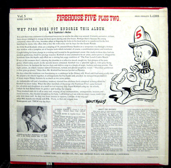 FIREHOUSE FIVE PLUS 2 goes south LP VG L-12018 Mono Vinyl 1956 Record - Shuga Records
