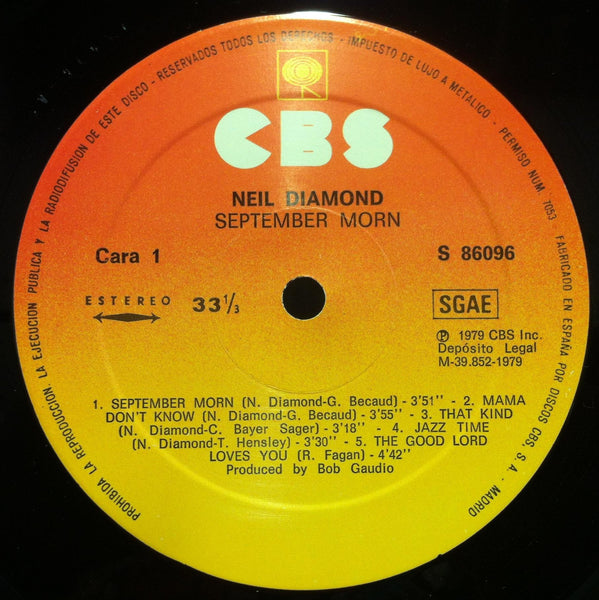 Neil Diamond - September Morn LP Mint- S 86096 Spain 1979 Record - Shuga Records