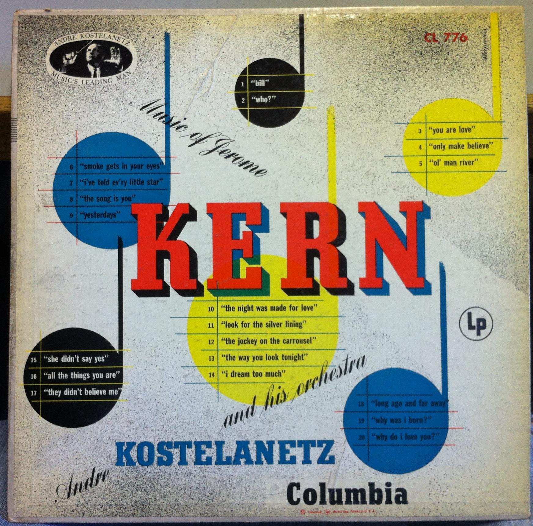 ANDRE KOSTELANETZ music of jerome kern LP VG+ CL 776 ALEX STEINWEISS 1956 - Shuga Records
