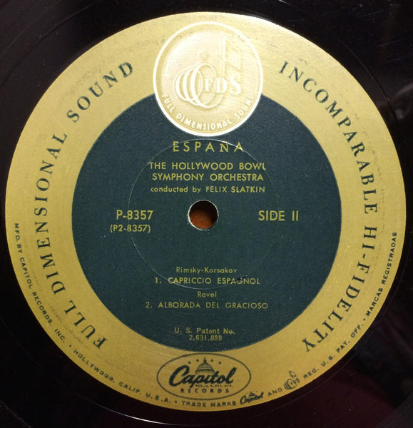 Felix Slatkin - Espana LP VG+ P 8357 Capitol USA Mono FDS Ravel/Albeniz - Shuga Records