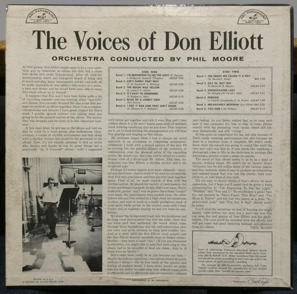 Don Elliott - The Voices Of LP VG+ White Promo ABC-190 ABA Mono 1957 USA Jazz - Shuga Records