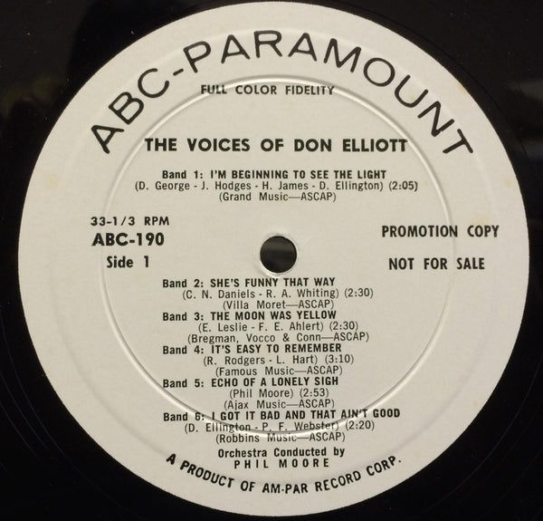 Don Elliott - The Voices Of LP VG+ White Promo ABC-190 ABA Mono 1957 USA Jazz - Shuga Records