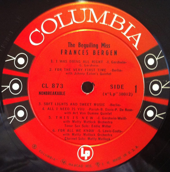 Frances Bergen - The Beguiling Miss LP VG+ CL 873 Vinyl 1957 6i 1st Press - Shuga Records