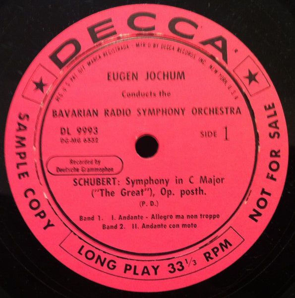 Eugen Jochum - Schubert Symphony In C The Great LP VG Pink Label Promo DL 9993 - Shuga Records