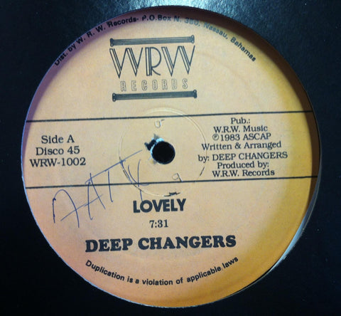 Deep Changers - Lovely / Version 12" VG+ WRW-1002 Private Reggae Synth 1983