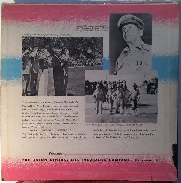 DOUGLAS MACARTHUR duty honor country LP VG+ UCL 106 Private 1963 w/Book - Shuga Records
