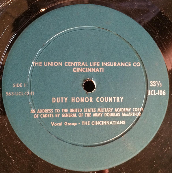 DOUGLAS MACARTHUR duty honor country LP VG+ UCL 106 Private 1963 w/Book - Shuga Records