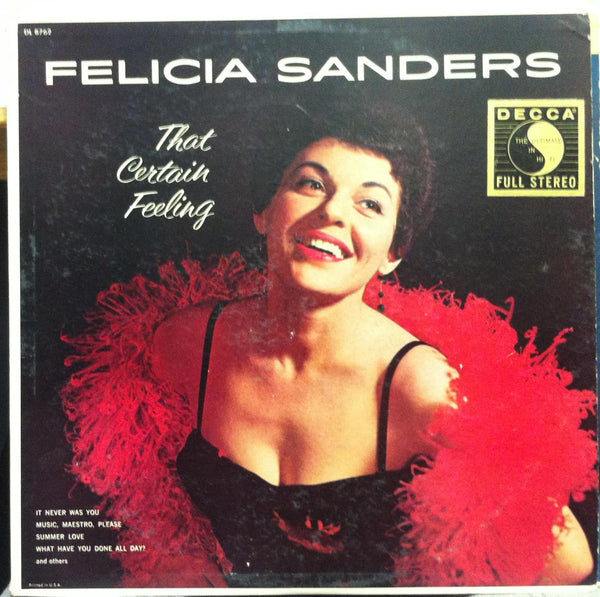 Felicia Sanders - That Certain Feeling LP VG+ DL 78762 Vinyl 1959 1st Stereo - Shuga Records