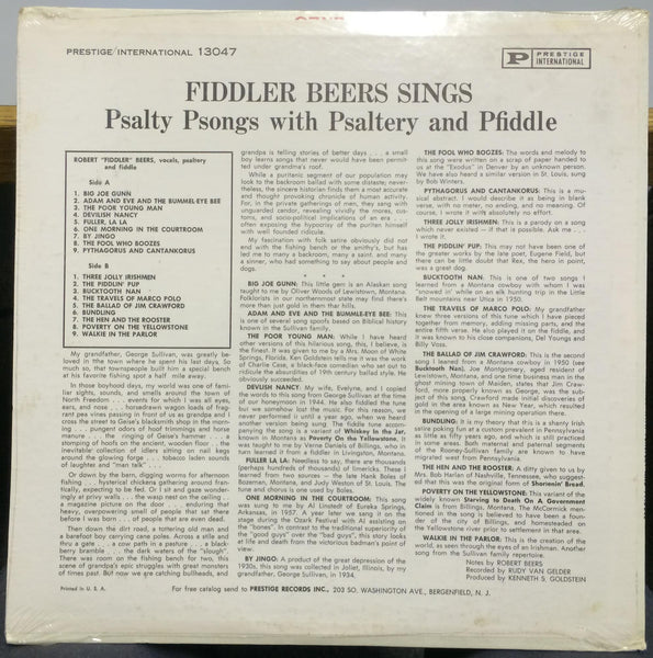 FIDDLER BEERS sings psalty psongs with psaltery & pfiddle LP Sealed INT 13047 - Shuga Records