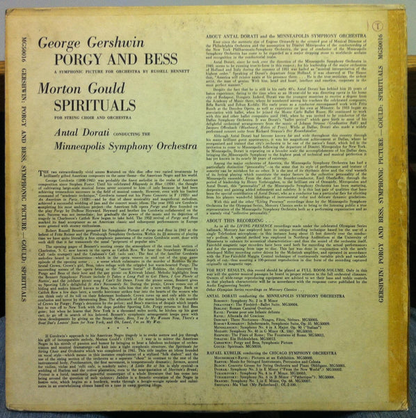 Antal Dorati - Gershwin Porgy & Bess LP VG MG 50016 Mercury 1952 George Maas Art - Shuga Records