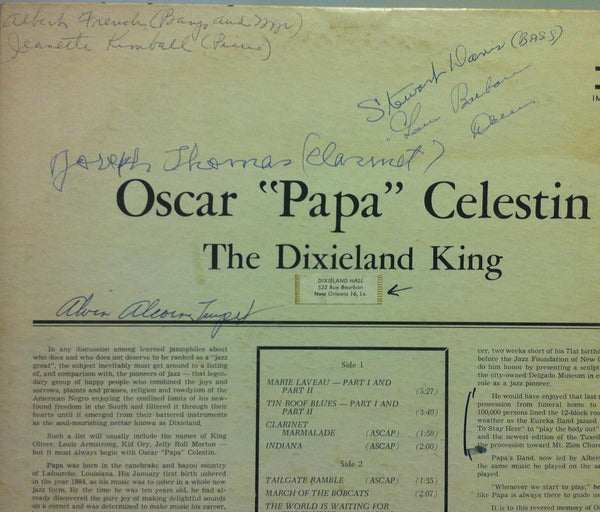 Signed Autographed by 7 Memebers - Oscar "Papa" Celestin - The Dixieland King - Imperial USA Mono Original Vinyl - Jazz  / Ragtime - Shuga Records
