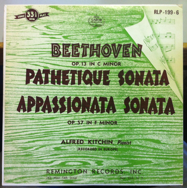 ALFRED  KITCHIN beethoven pathetique sonata LP VG+ RLP-199-6 Remington US 50s - Shuga Records