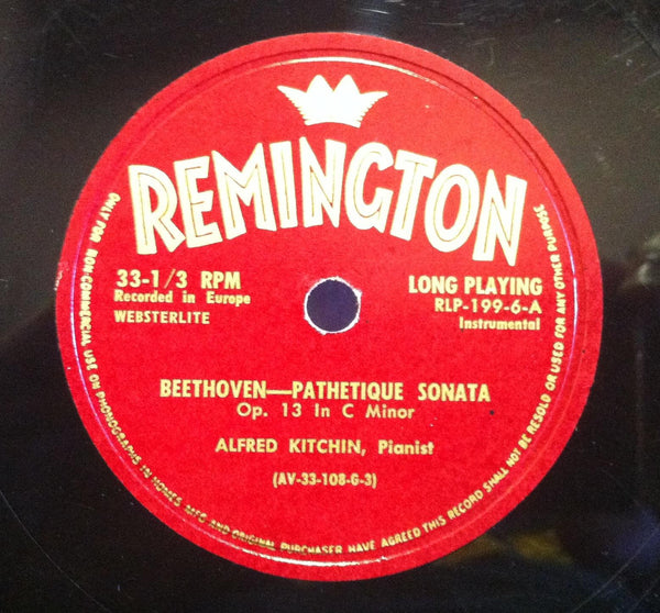 ALFRED  KITCHIN beethoven pathetique sonata LP VG+ RLP-199-6 Remington US 50s - Shuga Records