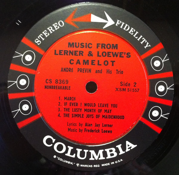 ANDRE PREVIN TRIO camelot LP VG+ CS 8369 CBS Stereo 1960 USA Jazz 6 Eye - Shuga Records