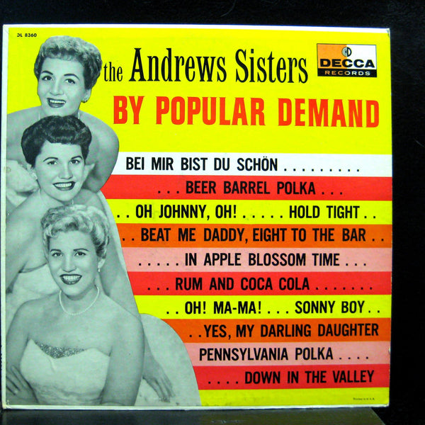 ANDREWS SISTERS by popular demand LP VG+ DL 8360 Decca Mono 1st Vinyl Record - Shuga Records