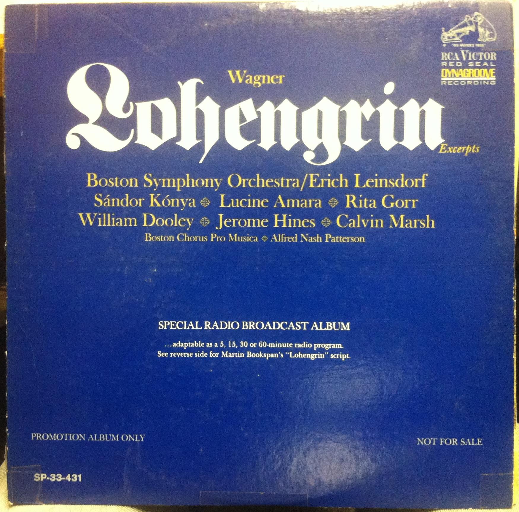 ERICH LEINSDORF wagner lohengrin LP VG+ SP-33-431 RCA 1966 Mono 1s/1s WL Promo - Shuga Records