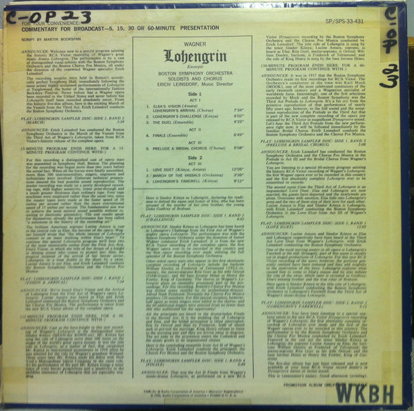 ERICH LEINSDORF wagner lohengrin LP VG+ SP-33-431 RCA 1966 Mono 1s/1s WL Promo - Shuga Records