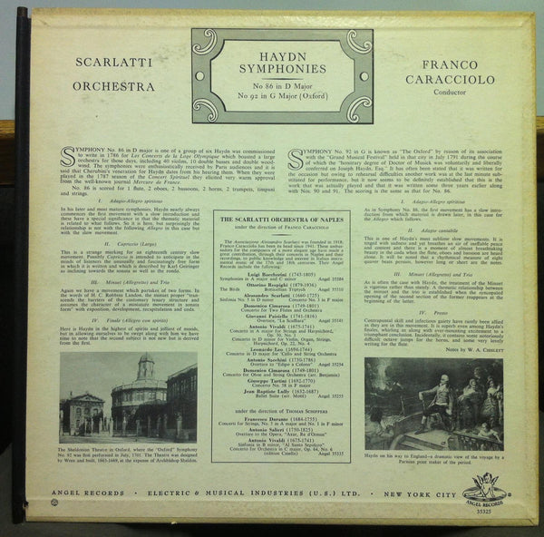 Franco Caracciolo - Haydn Symphony No. 86 & 92 LP VG+ ANG 35325 UK Mono 1960 1st - Shuga Records