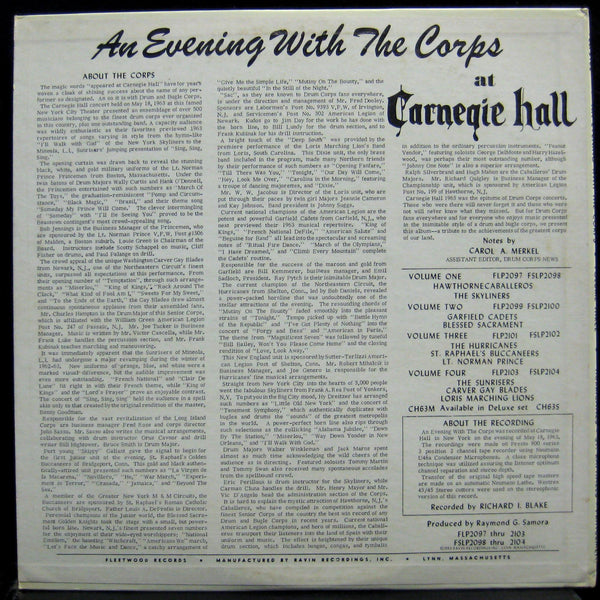 AN EVENING WITH THE CORPS at carnegie hall  vol. three LP VG+ FSLP 2102 Vinyl - Shuga Records