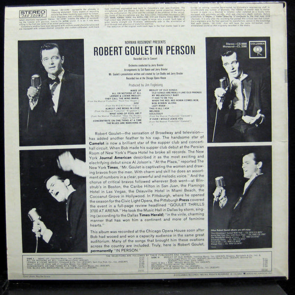 ROBERT GOULET in person LP VG+ CS 8888 360 Stereo Vinyl 1963 Record - Shuga Records