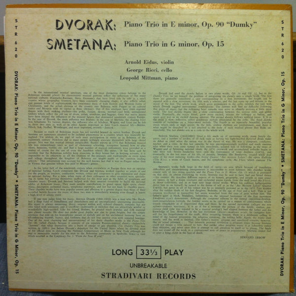 EIDUS & RICCI & MITTMAN dvorak & smetana trio LP VG+ STR-620 US ED1 1950's - Shuga Records